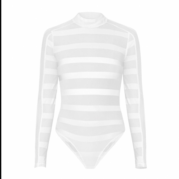 BCBGMAXAZRIA NWT size S
Sheer Stripe Bodysuit - Picture 6 of 7